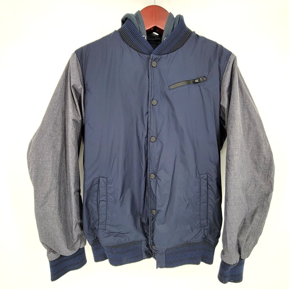 Hurley Men's Size Medium Blue Hooded Button Up Long Sleeve Jacket with Pockets - Picture 1 of 9